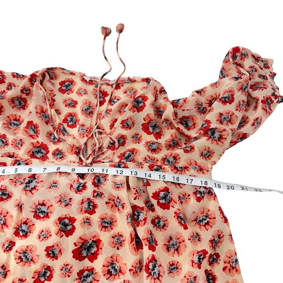 Rebecca Taylor Women Boho Floral Print 100% Silk Blouse Tie Neck 3/4 Sleeve Sz 6 - Picture 6 of 12